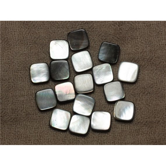 4pc - Perles de Nacre Noire naturelle Carrés 12mm - 4558550033550 