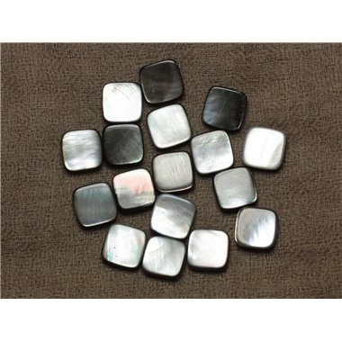 4pc - Perles Nacre Noire naturelle Carrés 12mm - 4558550033550