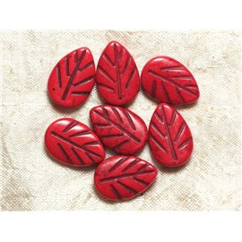 10 piezas - Cuentas de turquesa sintéticas - Hojas rojas de 20 mm 4558550033604