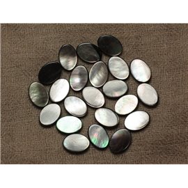 4pc - Natural black mother-of-pearl Oval 14x10mm - 4558550033628 