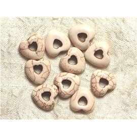 10 Stück - Synthetische Türkisperlen - Herzen 15mm Beige 4558550033659