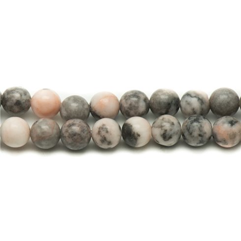 20pc - Perles de Pierre - Jaspe Gris et rose Boules 6mm  4558550033666 