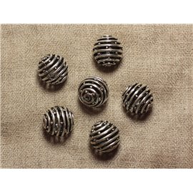 Bola Espiral De Cuentas De Metal Plateado Chapado En Rodio 18mm - 1pc 4558550033802