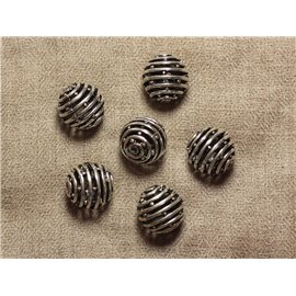 Sfera a spirale con perline in metallo argentato, placcatura rodio, 18 mm - 1 pezzo 4558550033802