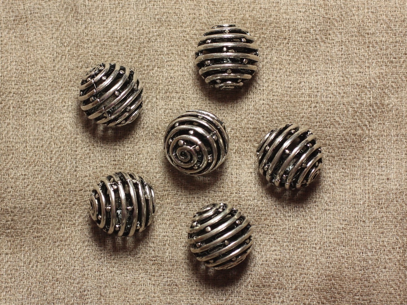 Perle Métal Argenté Plaquage Rhodium Boule Spirale 18mm - 1pc  4558550033802