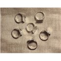 10pc - Bague Support Métal Argenté Plaqué Rhodium Rond 15mm - 4558550033819