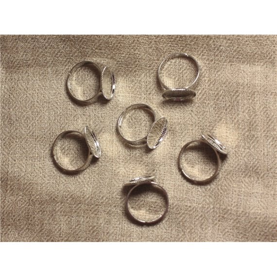 10pc - Bague Support Métal Argenté Plaqué Rhodium Rond 15mm - 4558550033819