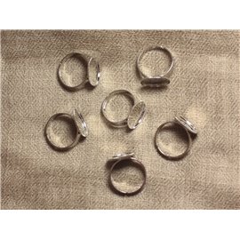 10Stk - Ring Silber Metallhalter Rhodium Rund 15mm - 4558550033819