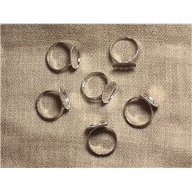 Bolsa de 10 piezas - Anillo de soporte redondo de metal plateado rodiado 15x14x1m 4558550033819