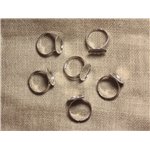 Sac 10pc - Bague Support Métal Argenté Plaqué Rhodium Rond 15x14x1m  4558550033819