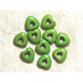 10pc - Cuentas de turquesa sintéticas - Corazones 15 mm de perímetro Verde 4558550033864 