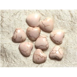 10 Stück - Synthetische Türkisperlen - Herzen 15mm Weiß Rosa 4558550033840