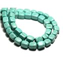 10pc - Perles Pierre Turquoise Synthese Nuggets Cubes Rectangles 9-10mm Bleu Turquoise - 4558550033888