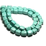 10pc - Perles Turquoise synthèse - Nuggets Cubes Rectangles 9mm Bleu Turquoise - 4558550033888 