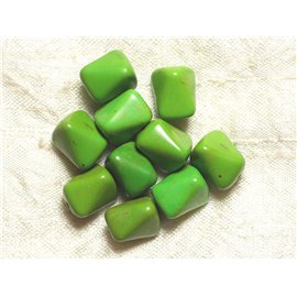 10pc - Perles Pierre Turquoise synthese Nuggets Rectangles Triangles Facettés 12mm Vert Fluo - 4558550034052