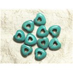 10pc - Perles Turquoise synthèse - Coeurs 15mm pourtour Bleu Turquoise  4558550034168 