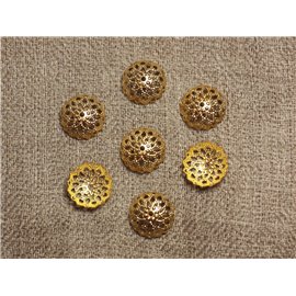 20pc - Apprets Coupelles Métal or doré Fleurs rosaces ajouré 11mm - 4558550034120