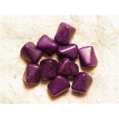 10pc - Perles de Pierre-Turquoise synthèse Nuggets Violets 12mm  4558550034151