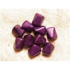 10pc - Perles Pierre Turquoise synthese Nuggets Rectangles Triangles Facettés 12mm Violet - 4558550034151