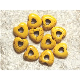 10pz - Perline sintetiche turchesi - Cuori 15mm perimetro Giallo 4558550033901 