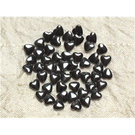 20pc - Stone Beads - Hematite Hearts 6mm 4558550034236
