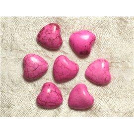 10 Stück - Synthetische Türkisperlen - Herzen 15mm Fluoreszierend Rosa 4558550034106 