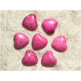 10pc - Perline turchesi sintetiche - Cuori rosa neon da 15 mm 4558550034106 