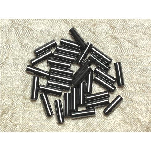 20pc - Perles de Pierre - Hématite Colonnes Tubes 13x4mm   4558550034267