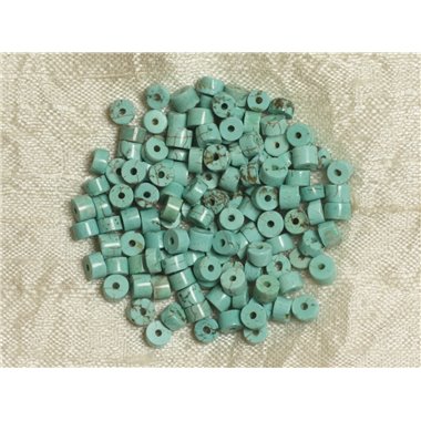 20pc - Perles Turquoise synthèse - Rondelles Heishi 5x3mm Bleu Turquoise - 4558550034274 