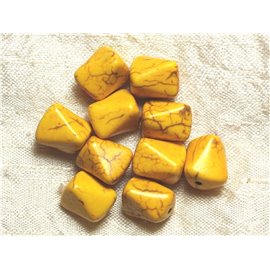 10 Stück - Perlen Türkis Stein Synthese Nuggets Rechtecke Facettierte Dreiecke 12mm Gelb - 4558550034335