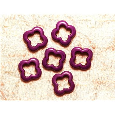 10pc - Perles Pierre Turquoise Synthese Fleur Trefle 4 feuilles 20mm Violet - 4558550034342