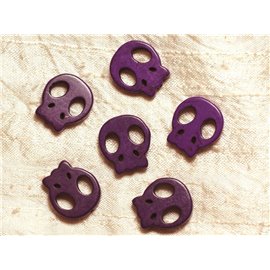 5Stk - Perlen Türkis Stein Synthese Totenkopf 20mm Dunkellila - 4558550034366