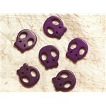 5pc - Perles Tête de Mort Crâne Violets 20mm  4558550034366