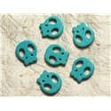 5pc - Perles Tête de Mort Crâne Bleu Turquoise 20mm  4558550034397