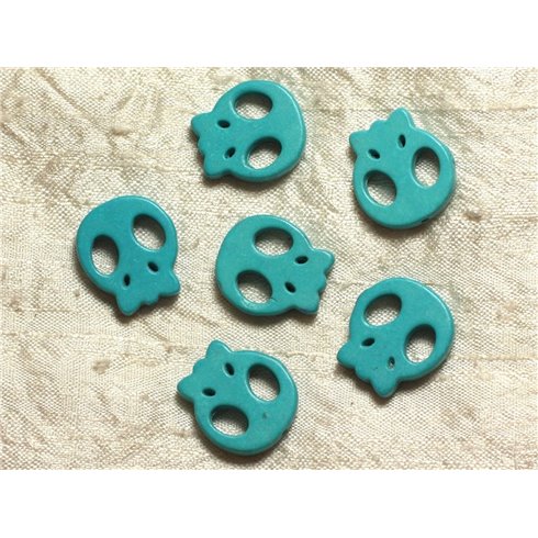 5pc - Perles Tête de Mort Crâne Bleu Turquoise 20mm  4558550034397