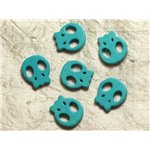 5pc - Perles Tête de Mort Crâne Bleu Turquoise 20mm  4558550034397