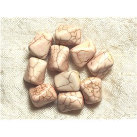 10 Stück - Perlen Türkis Stein Synthese Nuggets Rechtecke Facettierte Dreiecke 12mm Weiß Beige - 4558550034410