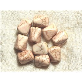 10pc - Perles Pierre Turquoise synthese Nuggets Rectangles Triangles Facettés 12mm Blanc beige - 4558550034410