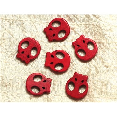 5pc - Perles Tête de Mort Crâne Rouges 20mm  4558550034465