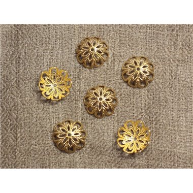 20pc - Apprets Perles Coupelles Caps Métal Doré Fleurs 14mm - 4558550034496