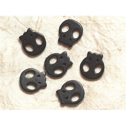 5pc - Perles Tête de Mort Crâne Noires 20mm  4558550034540