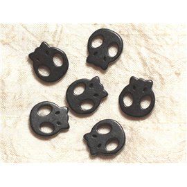 5Stk - Perlen Türkis Stein Synthese Totenkopf Totenkopf 20mm Schwarz - 4558550034540