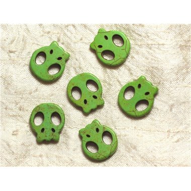 5pc - Perles Tête de Mort Crâne Verts 20mm  4558550034625