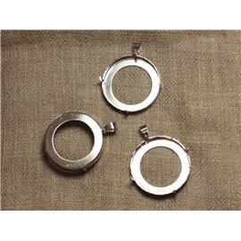 Pendente rotondo in metallo placcato argento rodiato 30x29mm - 1pz 4558550034632