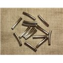 20pc - Perles Métal Argenté Rhodium Tubes 30x5mm perçage 4mm - 4558550034656 