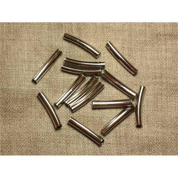 20pc - Perles Métal Argenté Rhodium Tubes 30x5mm perçage 4mm - 4558550034656 