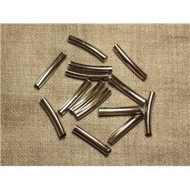 20pc - Tubos de cuentas de rodio bañados en plata 30x5mm taladrado 4mm - 4558550034656 