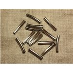 20pc - Perles Métal Argenté Rhodium Tubes 30x5mm perçage 4mm - 4558550034656 