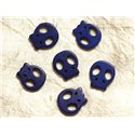 5pc - Perles Tête de Mort Crâne Bleu foncé 20mm  4558550034755