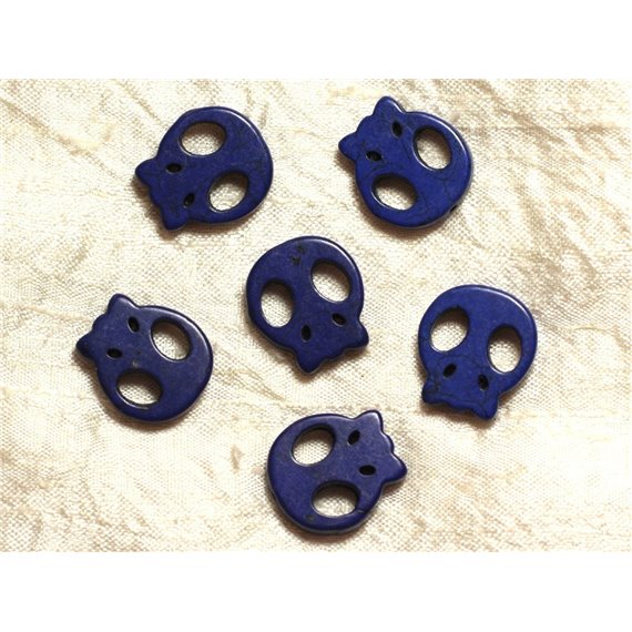 5pc - Perles Tête de Mort Crâne Bleu foncé 20mm  4558550034755